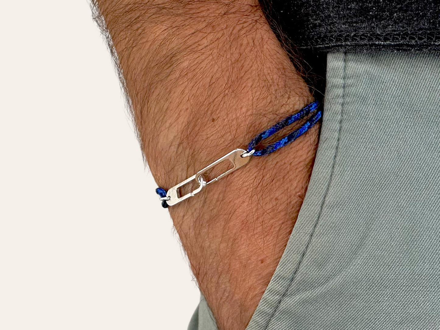Bracelet argent paracorde | Osmose bleu