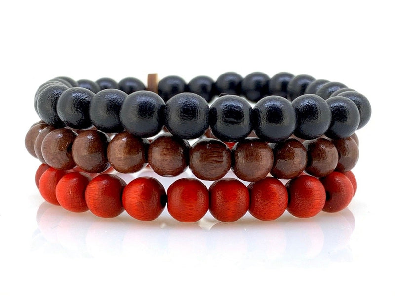 pack-bracelet-tibétain-homme-noir-marron-rouge