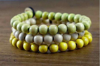 Lot de bracelets tibétains homme jaune lime beige