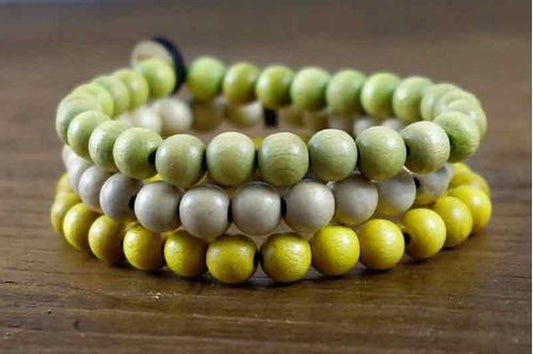 Lot of Tibetan bracelets for men yellow lime beige