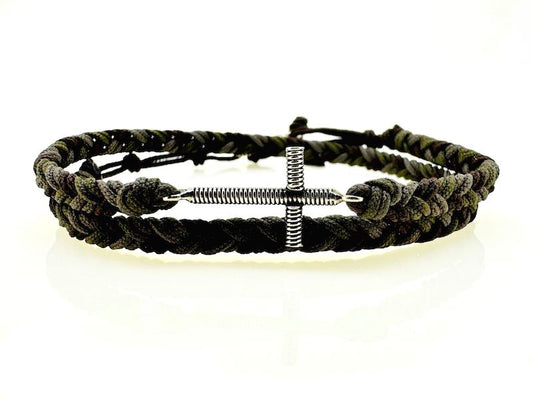 Khaki braided cross bracelet | Sing a Song