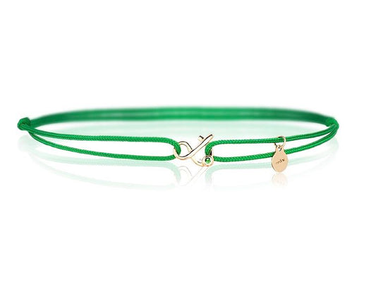 bracelet homme or cordon vert et Tsavorite