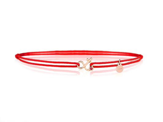 Gold bracelet Ampersand red cord