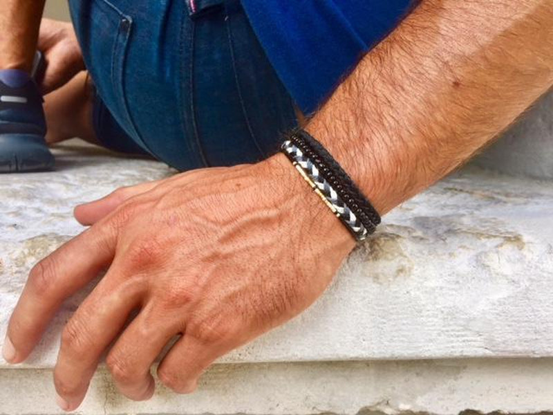 bracelets pour homme été corde tressée perles black submarine